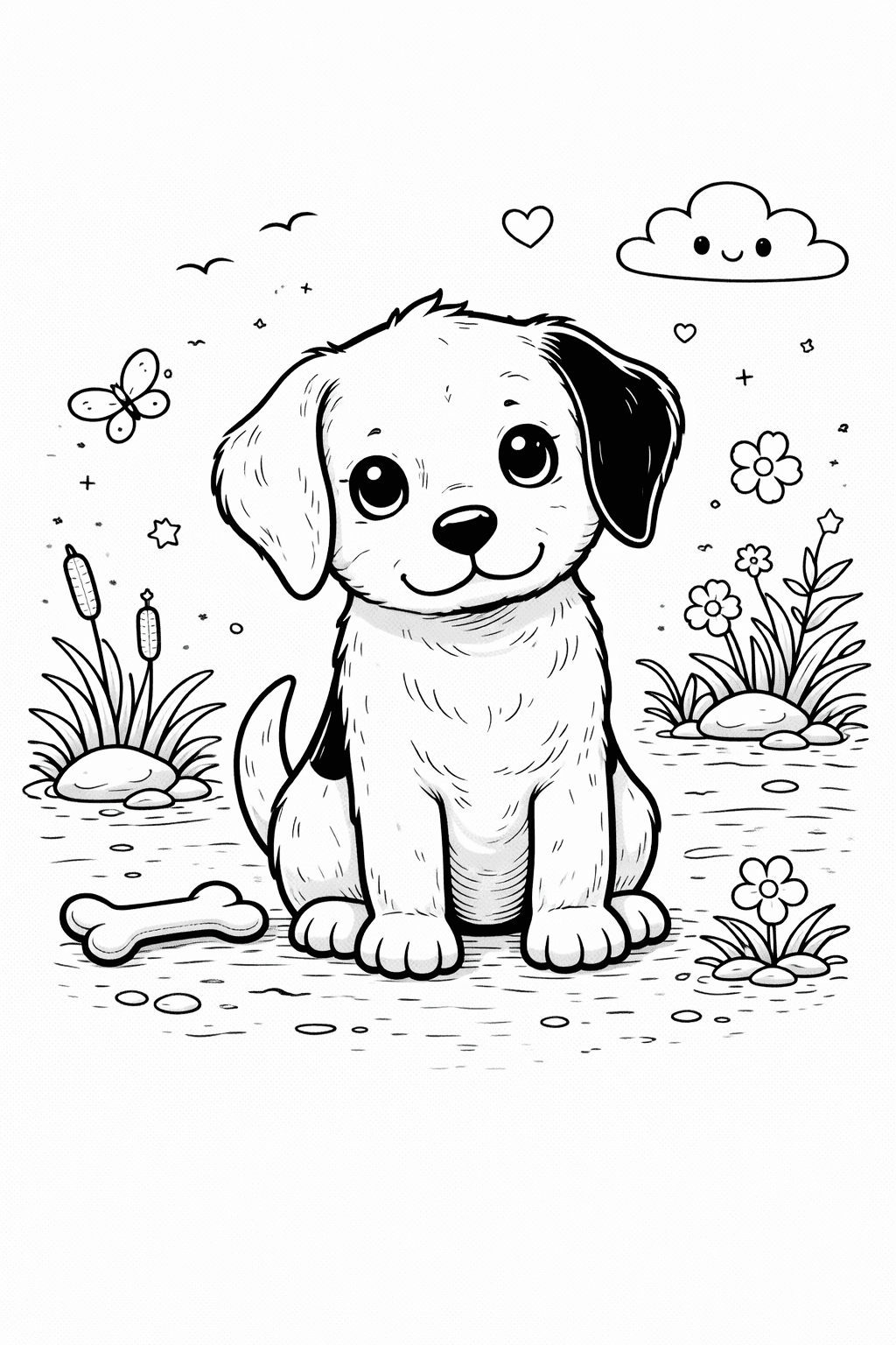 Cachorro Hueso para colorear