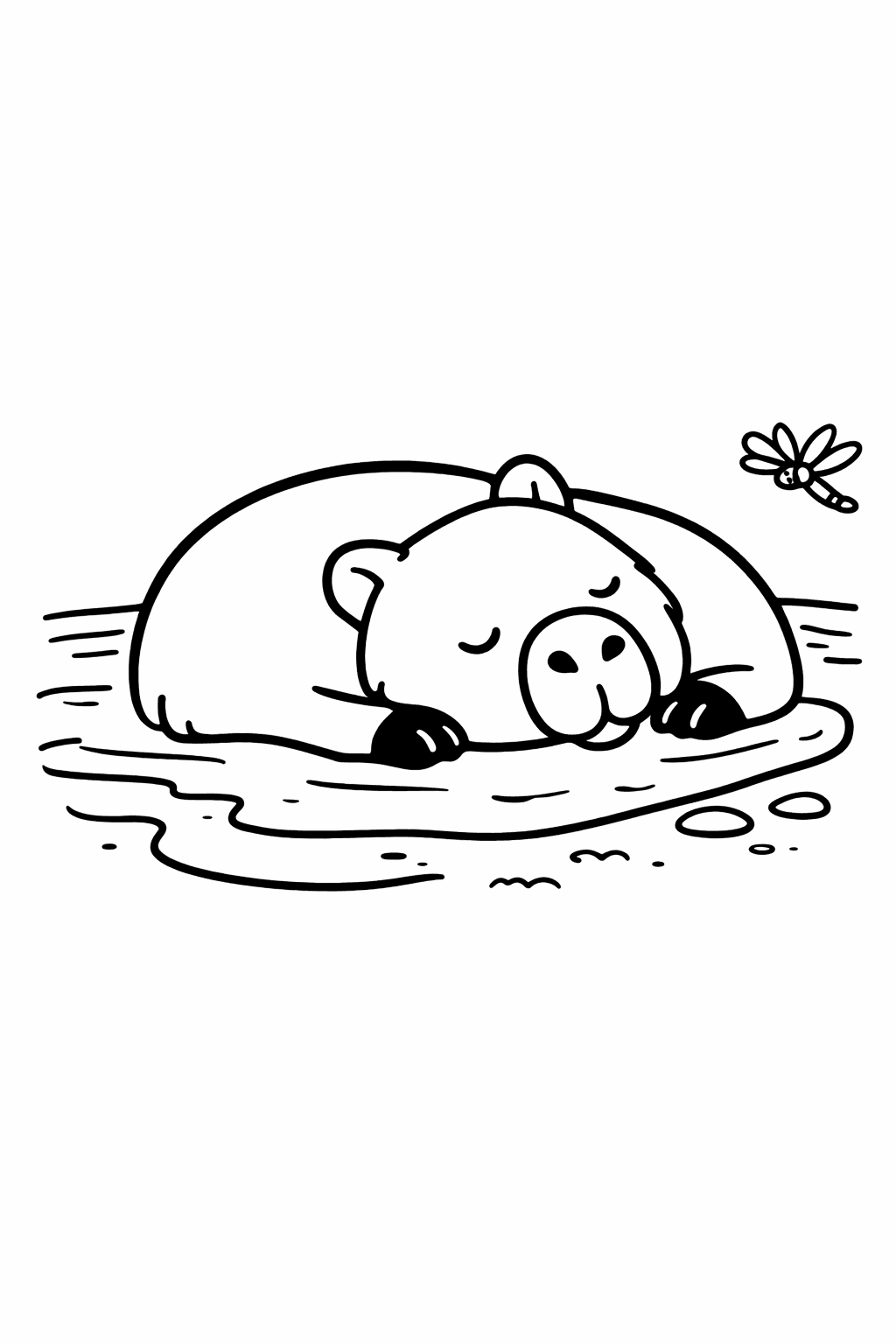 Capybara Dormida Charco para colorear