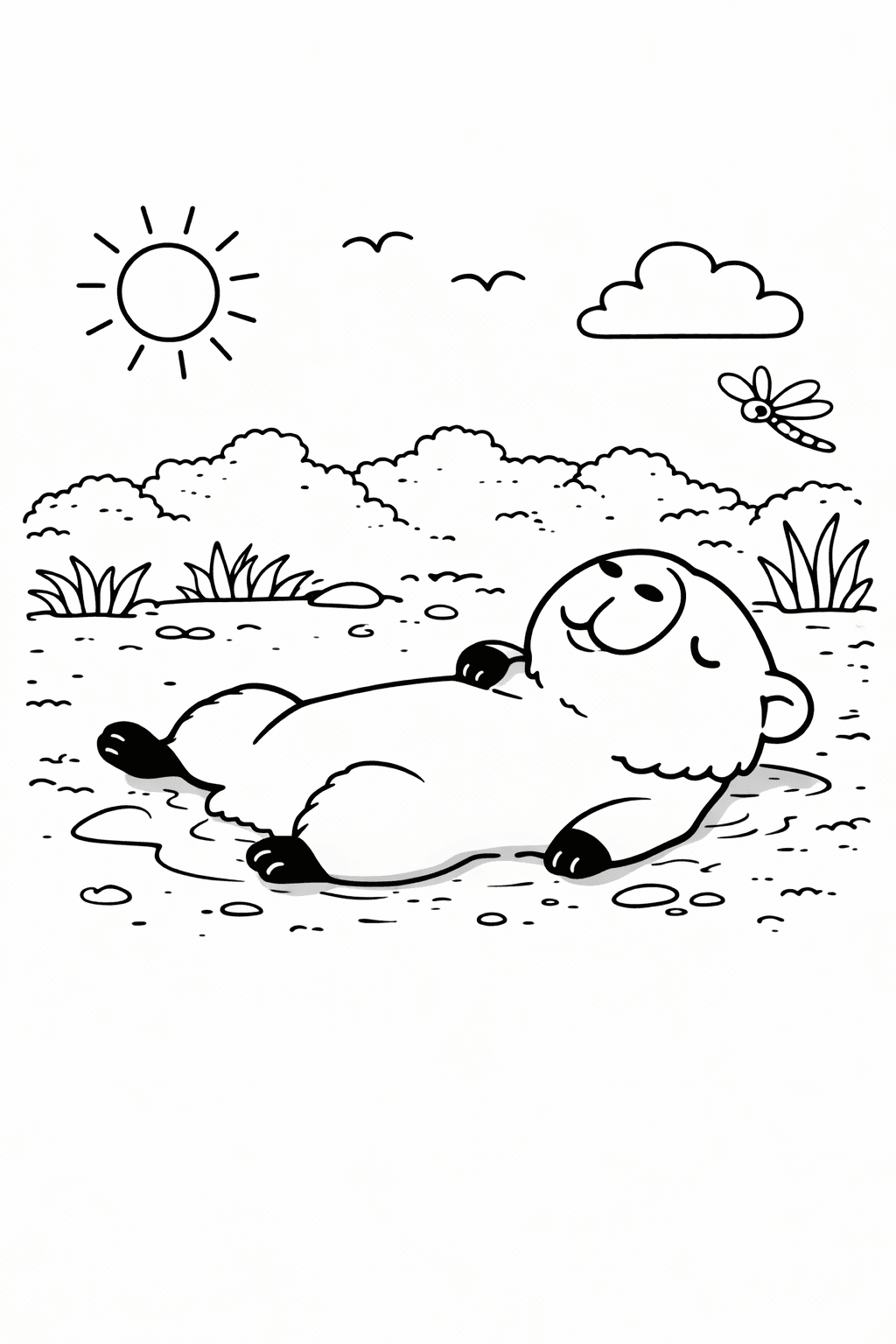 Capybara Relax Charco para colorear