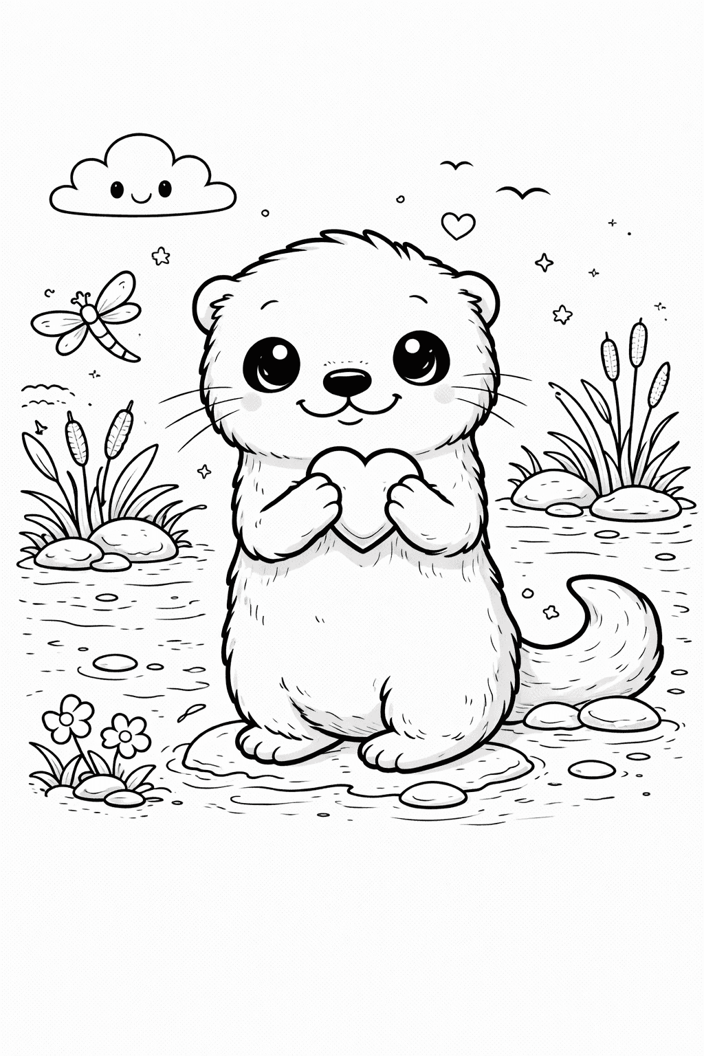 Nutria Corazon para colorear