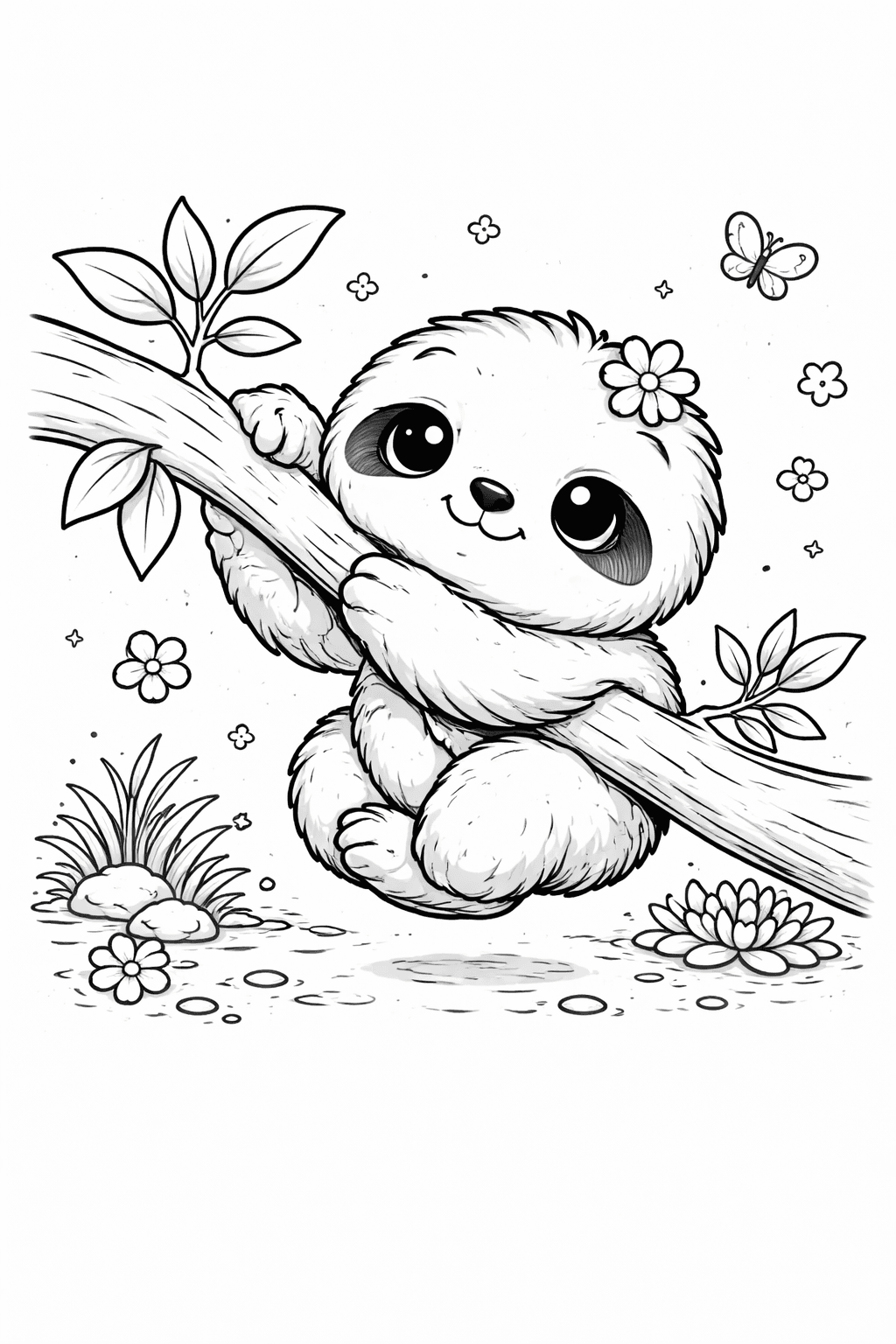 Perezoso Rama para colorear