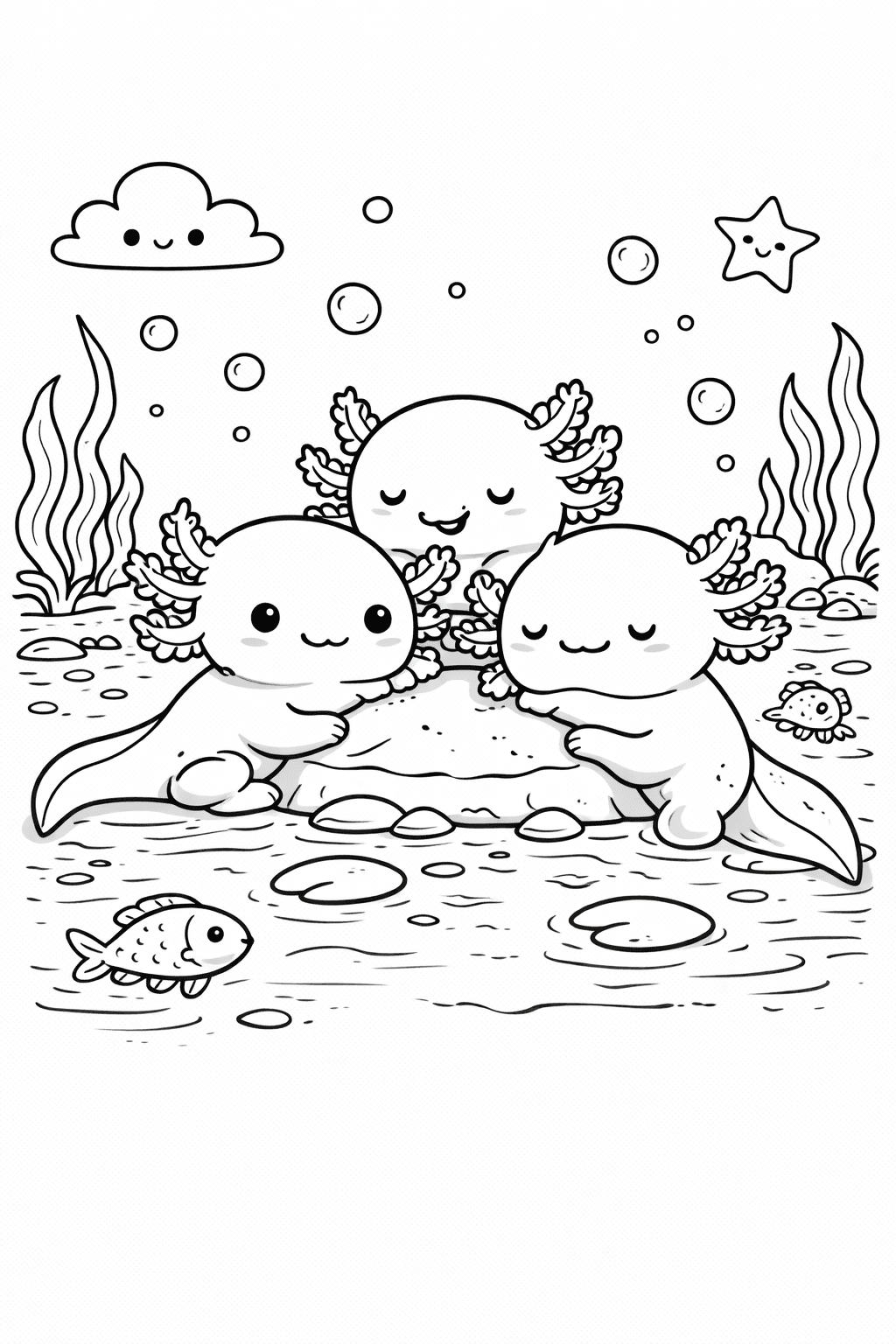 Ajolote Trio Charca para colorear