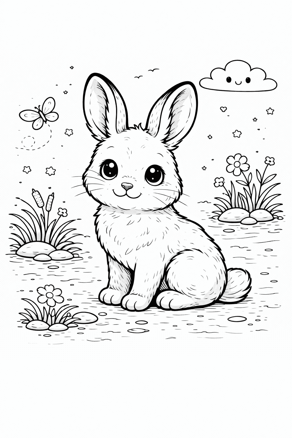 Conejo Kawaii para colorear