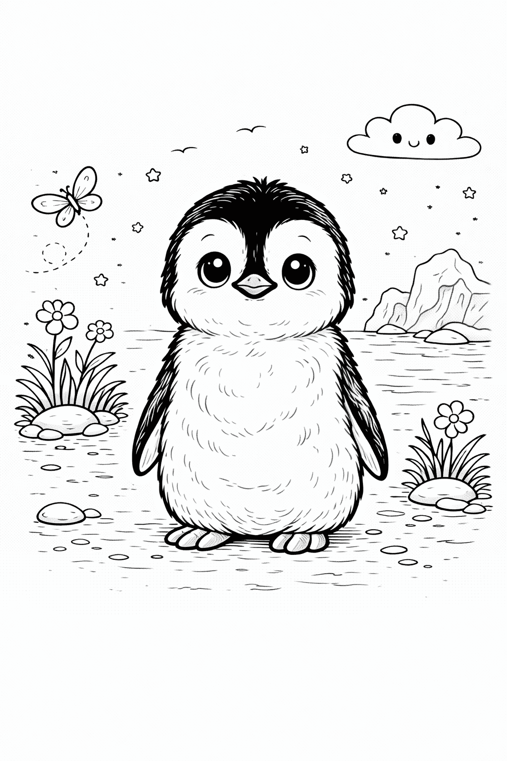Pinguino Bebe para colorear