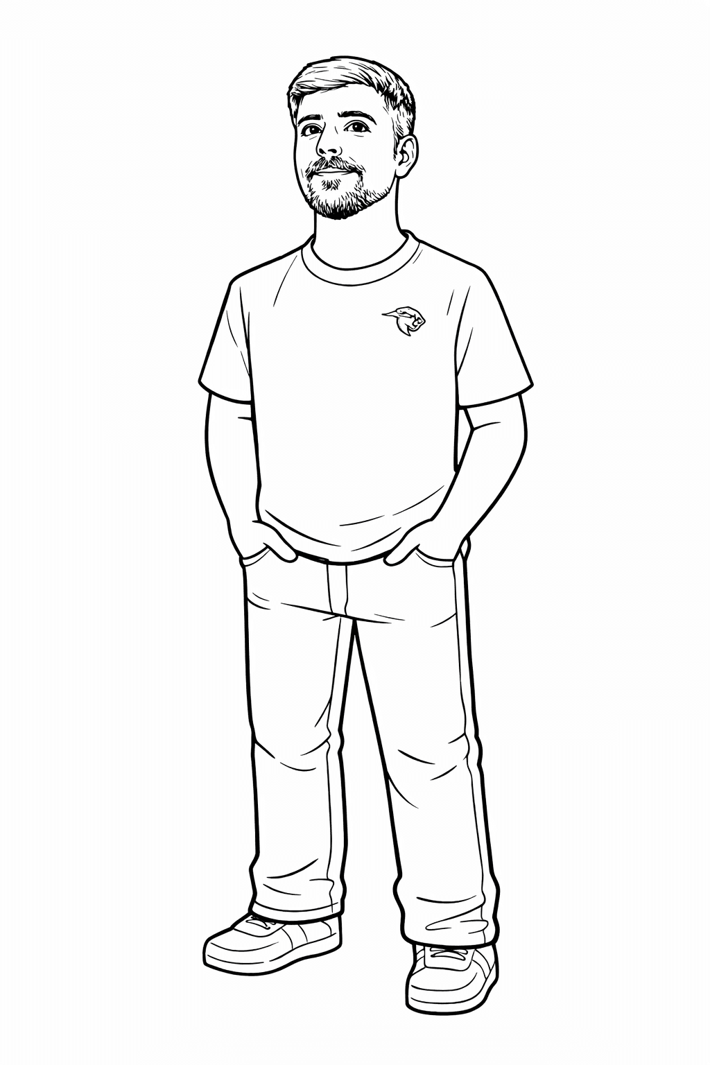 MrBeast de pie para colorear