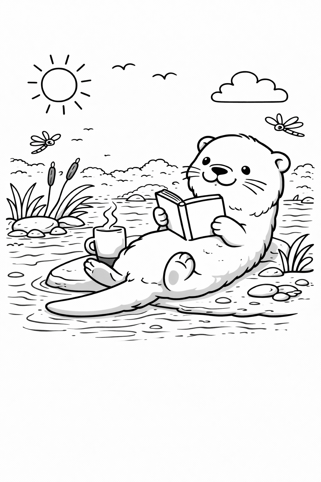 Nutria Lirios para colorear