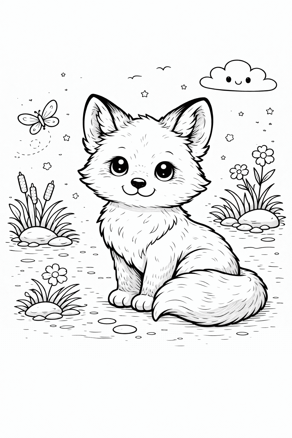 Zorrito Kawaii para colorear